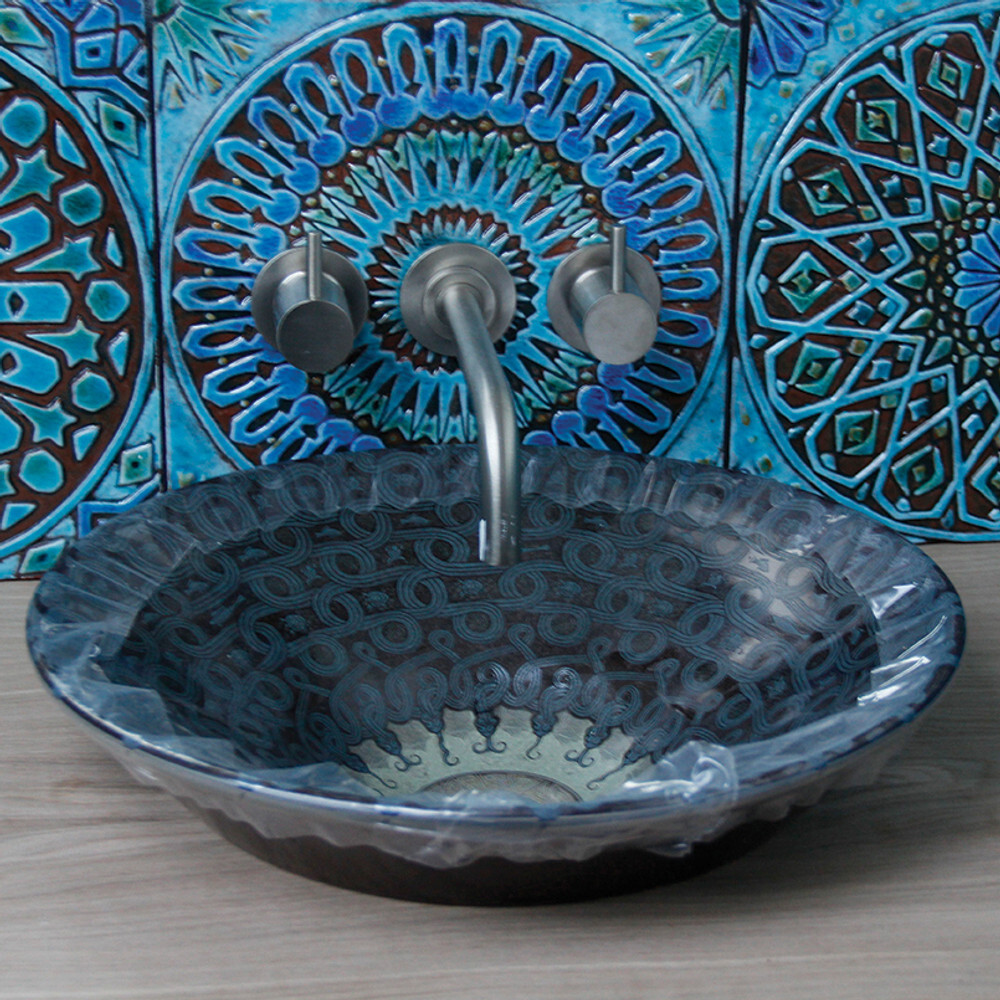 handmade tile decorative turquoise kitchen bathroom backsplash